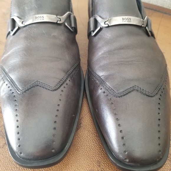 HUGO BOSS- Men’s Leather Loafer Slip-on Dress Shoe Pewter/Gray US 7.5 UK 6.5 - Picture 6 of 16